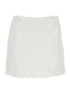 Michael Kors White Miniskirt With All-over Floral Embroidery In Tech Fabric Stretch Woman In White