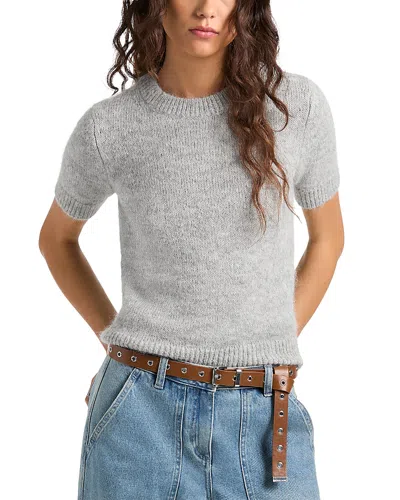 Michael Kors Fluffy Short Sleeve Sweater In Gray
