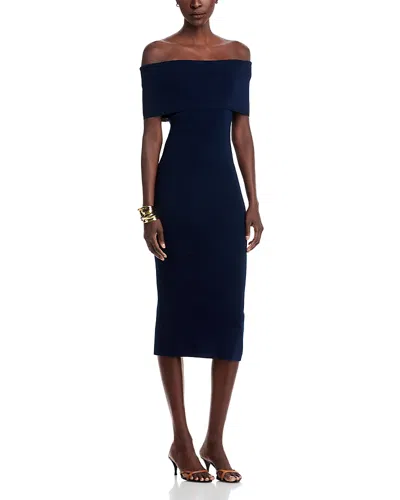 Michael Kors Fold Over Midi Sweater Dress In Blue