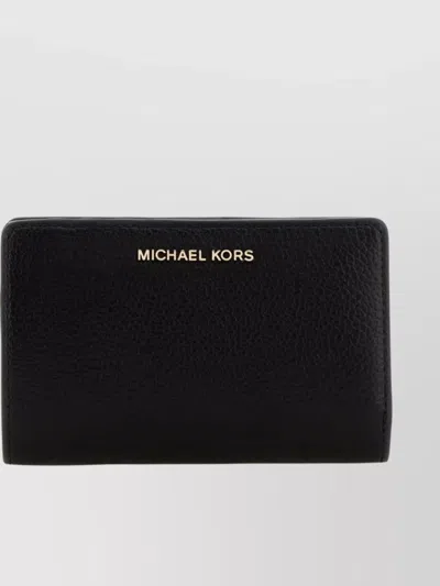 Michael Kors Foldable Textured Leather Wallet In Black