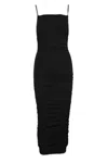 Michael Kors Form-fitting Midi Dress With Spaghetti Straps In Black