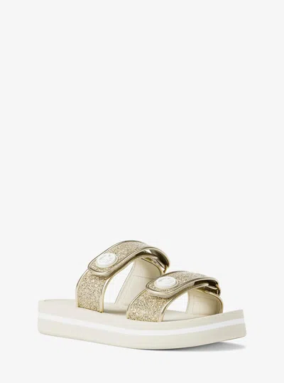 Michael Kors Foster Glitter-embellished Slide Sandal In Gold