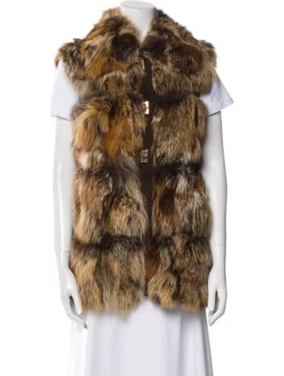 Pre-owned Michael Kors Fox Fur Jacket In Brown