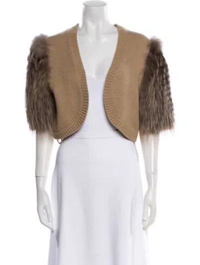 Pre-owned Michael Kors Fox Fur Jacket In Neutral