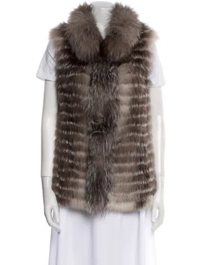 Pre-owned Michael Kors Fox Striped Fur Jacket In Gray