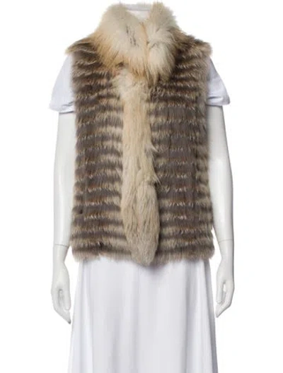 Pre-owned Michael Kors Fox Striped Fur Jacket In Neutral
