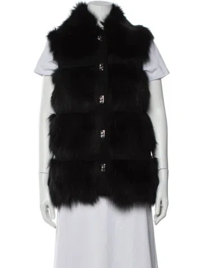 Pre-owned Michael Kors Fox Vest In Black