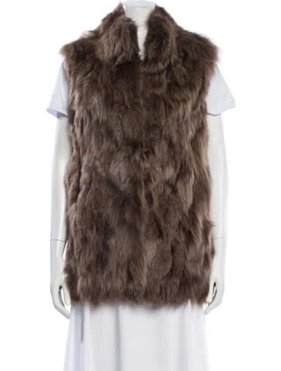 Pre-owned Michael Kors Fox Vest In Brown