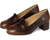 Michael Kors Frances Flex Pump Women's Luggage Leather Block Heel Zogg665 In Brown