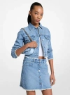 Michael Kors Frayed Denim Cropped Jacket