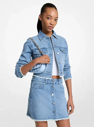 Michael Kors Frayed Denim Cropped Jacket