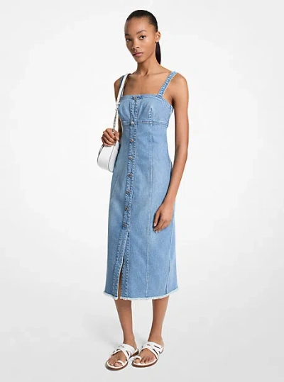Michael Kors Frayed Denim Midi Dress