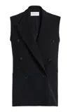 Michael Kors Frayed Wool Gabardine Vest In Black