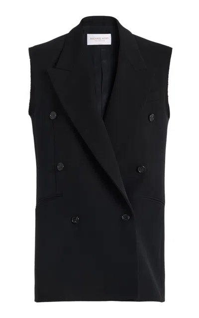 Michael Kors Frayed Wool Gabardine Vest In Black