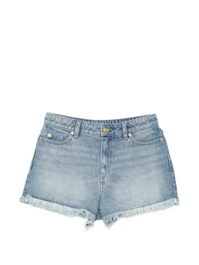 Michael Kors Frayed-hem Denim Shorts In Transparent
