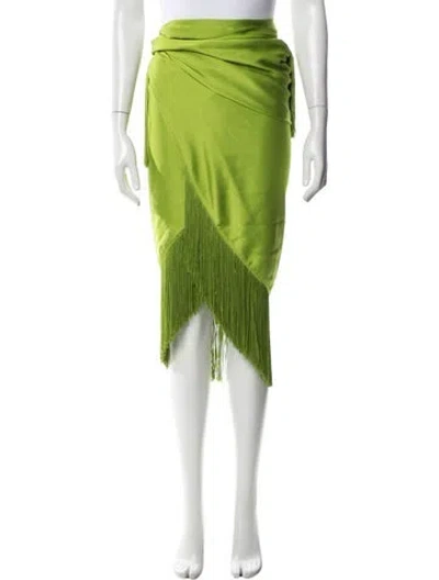 Pre-owned Michael Kors Fringe Trim Accent Midi Length Skirt In Blue