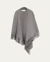 Michael Kors Fringe Wool Clutch Coat In Gray