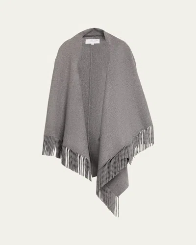 Michael Kors Fringe Wool Clutch Coat In Gray