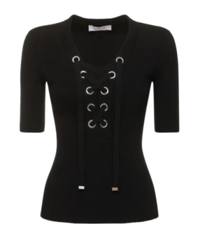 Michael Kors Front Lace Sweater In Black