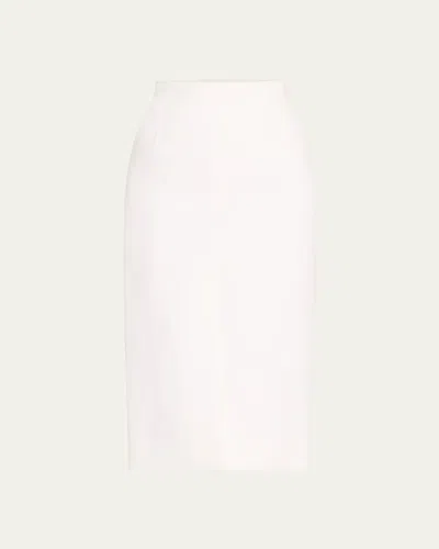 Michael Kors Front Slit Midi Skirt In Optic Whit