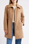Michael Kors Front Zip Wool Blend Coat In Brown