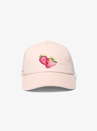 Michael Kors Fruit Embroidered Cotton Baseball Hat In Pink