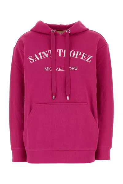 Michael Kors Cotton Hooded Sweatshirt Kangaroo Pocket In Pink
