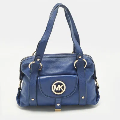 Pre-owned Michael Kors Fulton Blue Leather Satchel