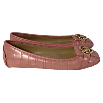 Michael Kors Fulton Moccasin In Primrose Pink Crocodile Embossed Leather