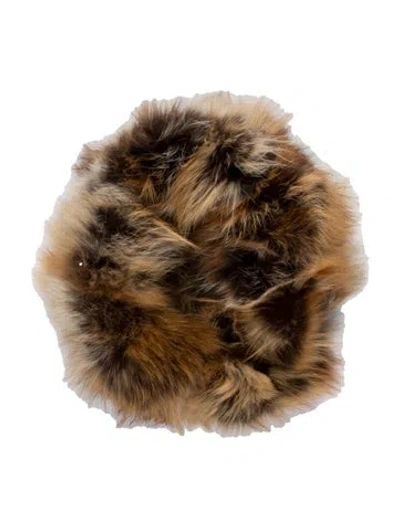 Pre-owned Michael Kors Fur Animal Print Infinity Scarf In Neutrals