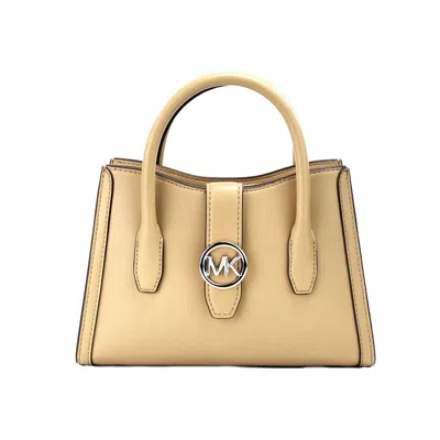 Michael Kors Gabby Small Faux Leather Top Zip Satchel Crossbody Bag In Camel In Brown