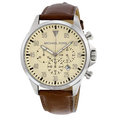 Michael Kors Gage  Chronograph Beige Dial Men's Watch Mk8441 In Brown
