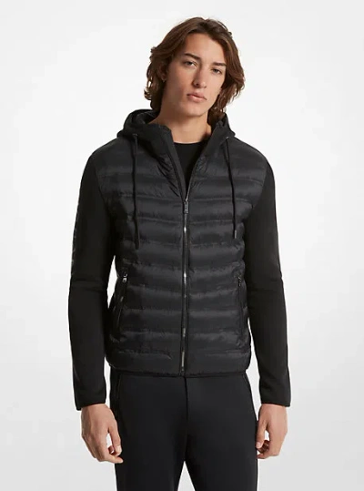 Michael Kors Galway Quilted Mixed-media Jacket In Black