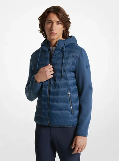 Michael Kors Galway Quilted Mixed-media Jacket In Blue