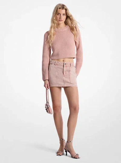 Michael Kors Garment-dyed Denim Mini Skirt In Pink