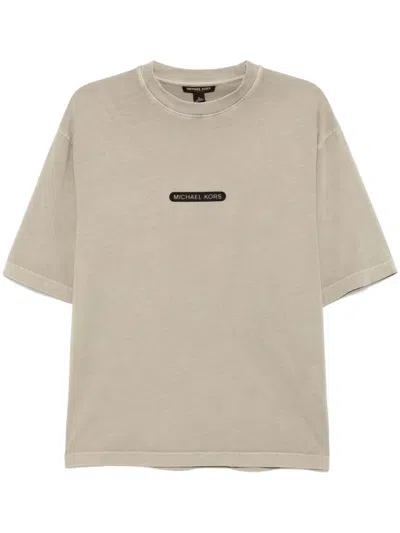 Michael Kors Garment Dyed Logo Patch T-shirt In Nude