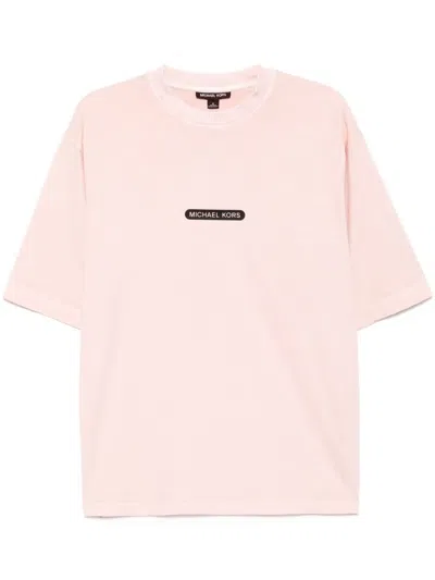 Michael Kors Garment Dyed Logo Patch T-shirt In Rosa
