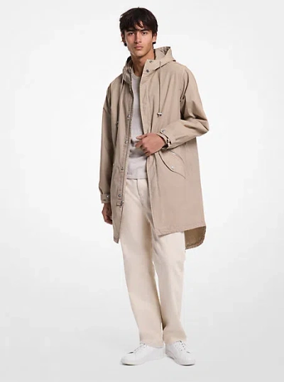 Michael Kors Garment-dyed Stretch Cotton Poplin Anorak In Green