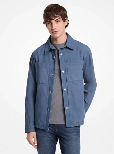 Michael Kors Garment-dyed Stretch Cotton Poplin Shirt Jacket In Blue