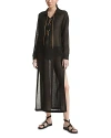 Michael Kors Lace-up Midi Shirt Dress In Black