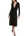 Michael Kors Collection Gathered Midi Dress In Black