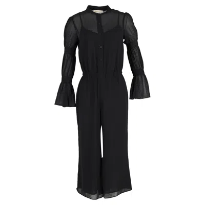 Michael Kors Gathered Sleeve Jumpsuit In Black Polyester