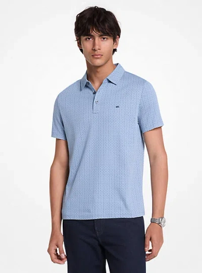 Michael Kors Geo Ditsy Cotton Polo Shirt In Blue