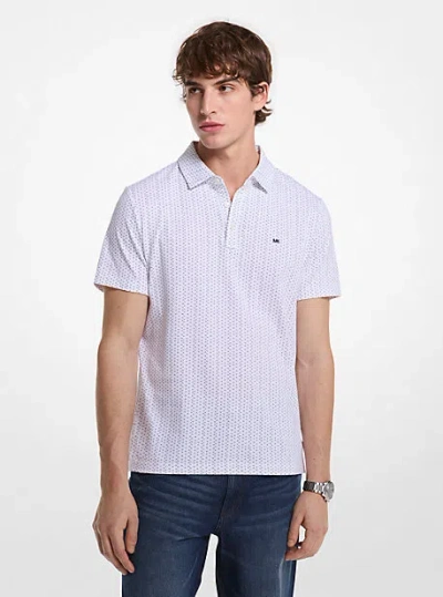 Michael Kors Geo Ditsy Cotton Polo Shirt In White