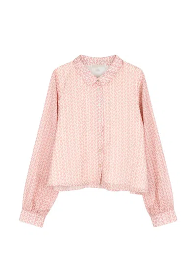 Michael Kors Kids' Geometric-print Long-sleeve Blouse In Pink