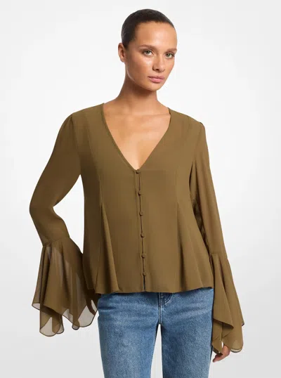 Michael Kors Georgette Blouse In Green