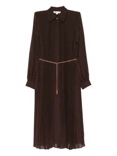 Michael Kors Georgette Dress In Brown