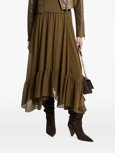 Michael Kors Georgette High-low Skirt In Green