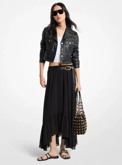 Michael Kors Georgette High-low Skirt In Black