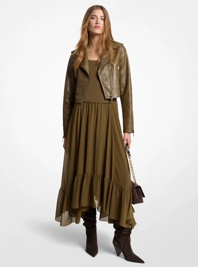 Michael Kors Georgette High-low Skirt In Green